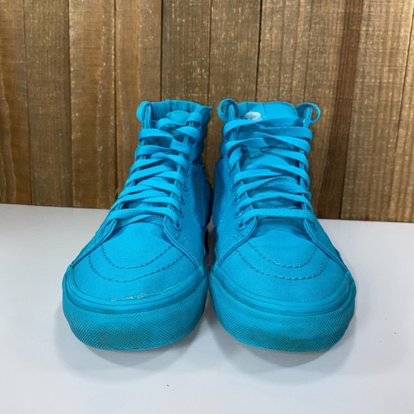 90s era Vans SK8 Hi Monochrome Womens 7 Turquoise/Aqua High Tops - Picture 2 of 10